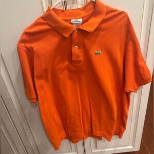 Lacoste Orange Polo Shirt Size 8 Men’s Large Classic Crocodile Logo Cotton